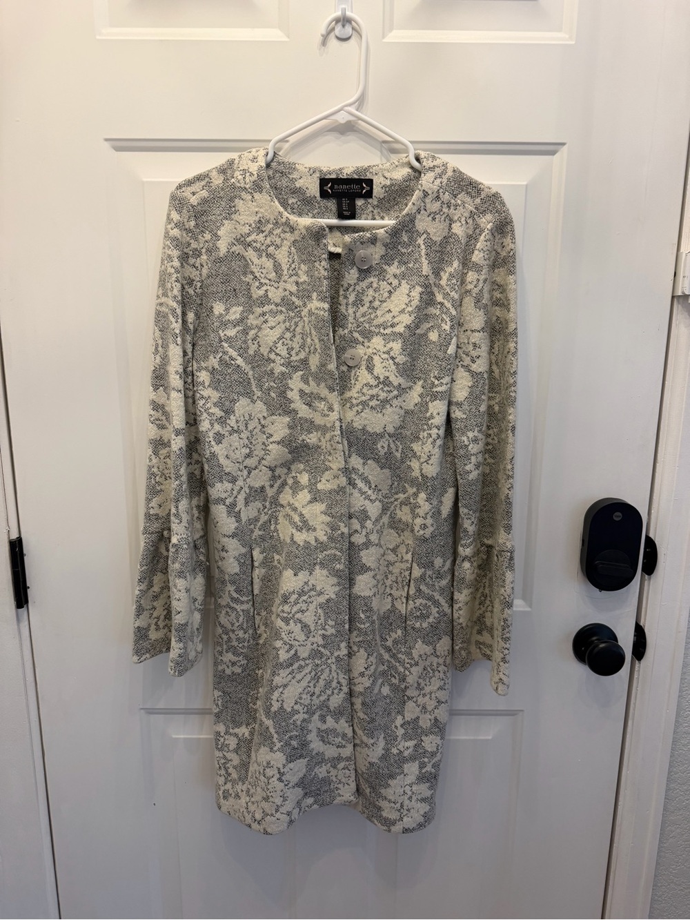 White & Gray Floral Pea Coat